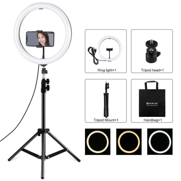 11.8 Led Ring Light with Tripod and Phone Clamp - 3 Modes Dual Colour Temperature Dimmable - Perfect for Vlogging and Live Streaming