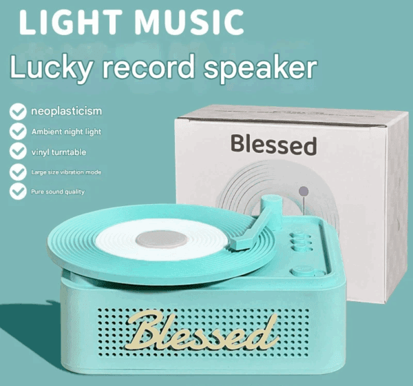 Retro Vinyl Bluetooth Speaker with Ambient Night Light - TF Card & AUX Support(Green)